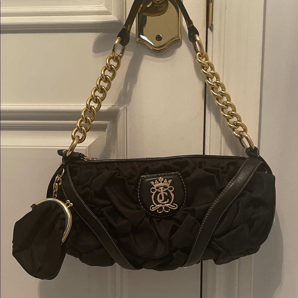 Juicy Couture Black Shoulder Bag with Gold Accents